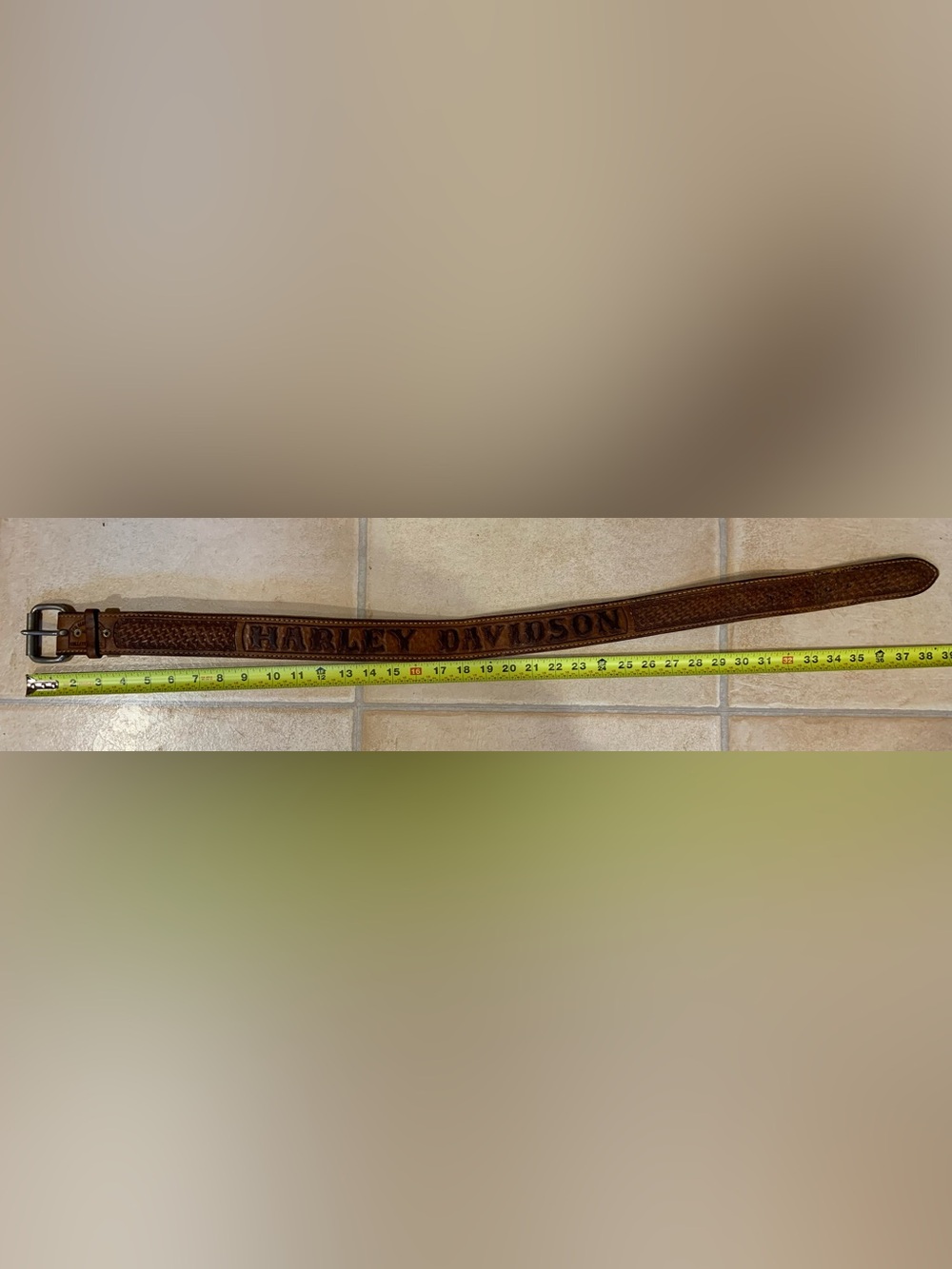 Harley-Davidson Brown Leather Belt Bag Style with Embossed Logo
